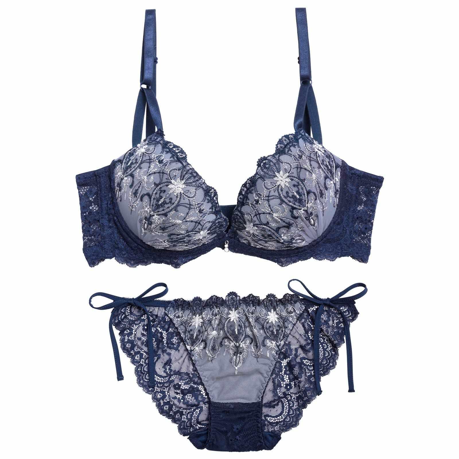 【三上悠亜着用】グレイス シャンデリアレース育乳脇高ブラジャー&サイド紐バック透けフルバックショーツ