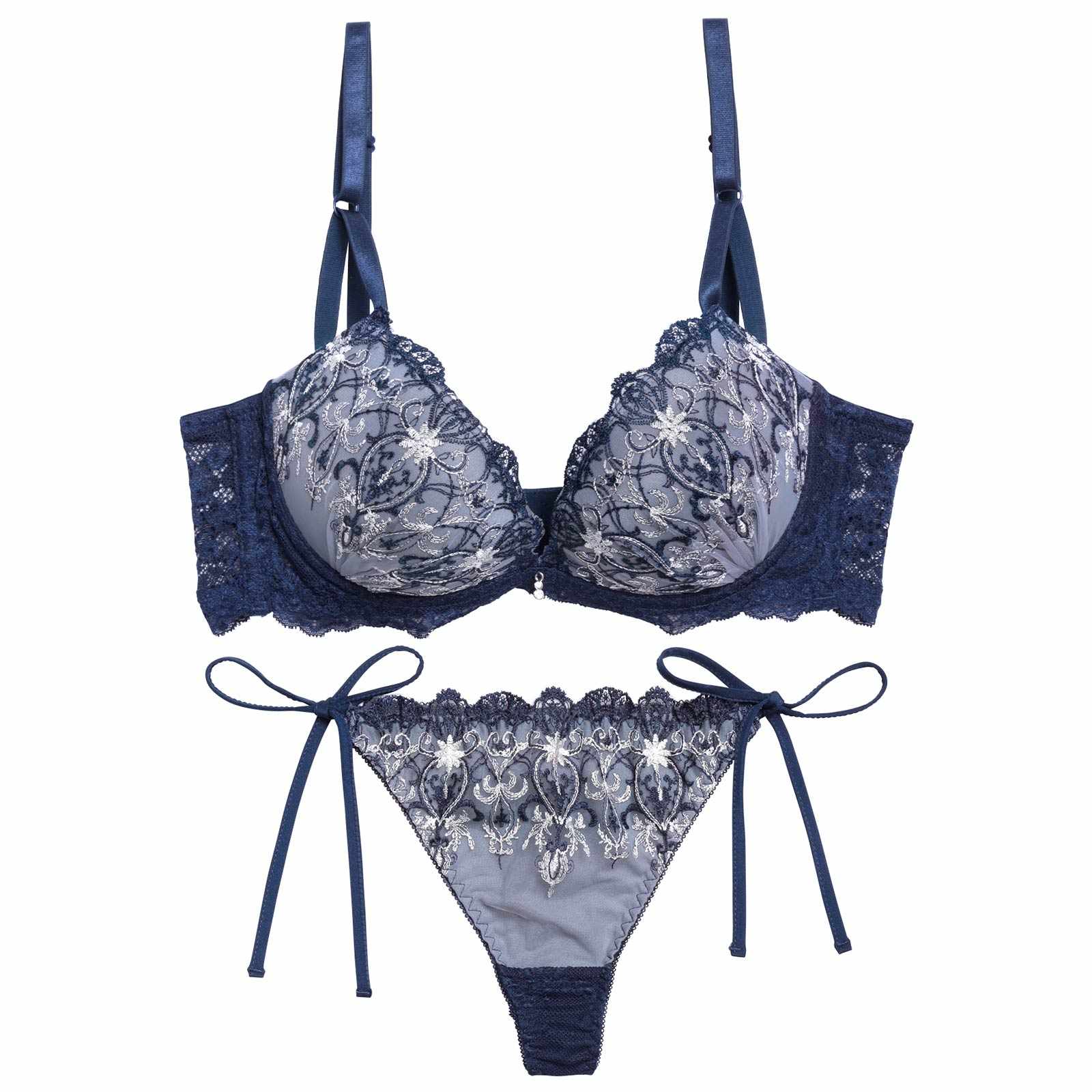 12/15新作!【三上悠亜着用】グレイス シャンデリアレース育乳脇高ブラジャー&サイド紐バック透けTバックショーツ