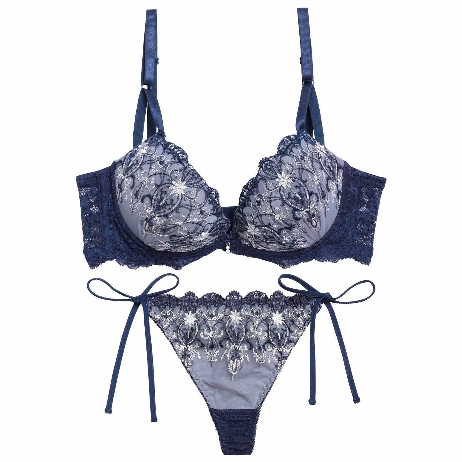 【三上悠亜着用】グレイス シャンデリアレース育乳脇高ブラジャー&サイド紐バック透けTバックショーツ