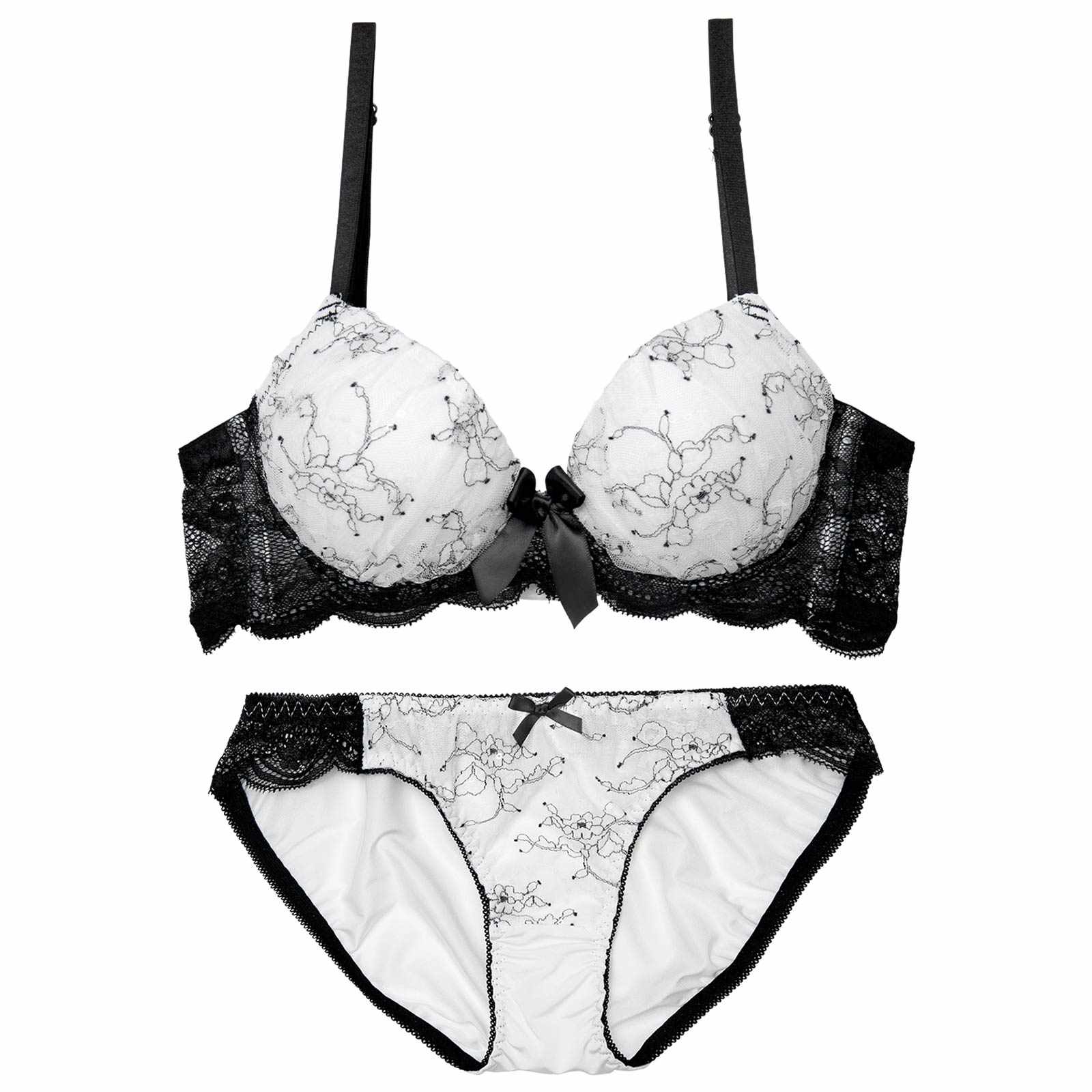 3/4新作!スウィートシャイニーレース育乳脇高ブラジャー&フルバックショーツ