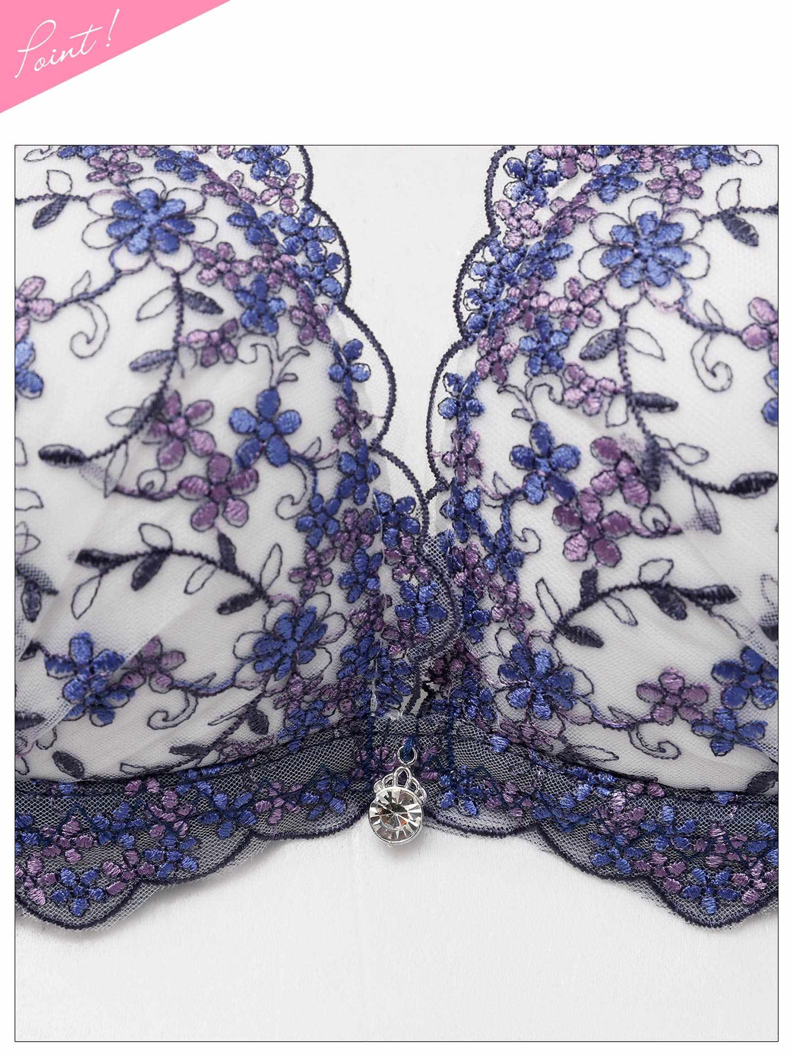 3/9新作!クリスタルブロッサム育乳脇高ブラジャー&バック透けTバックショーツ