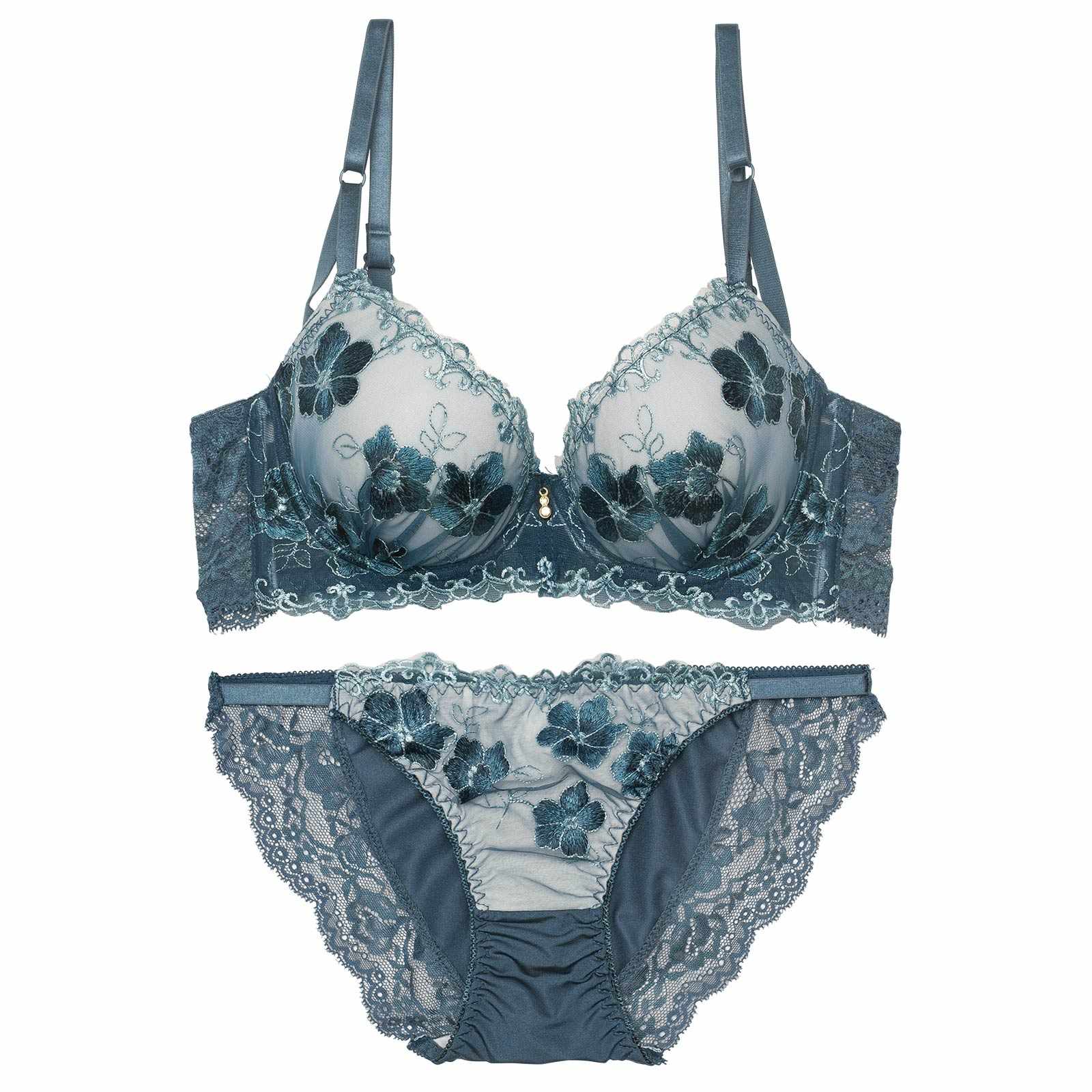 2/23新作!エレガンスシアーフルール育乳脇高ブラジャー&フルバックショーツ