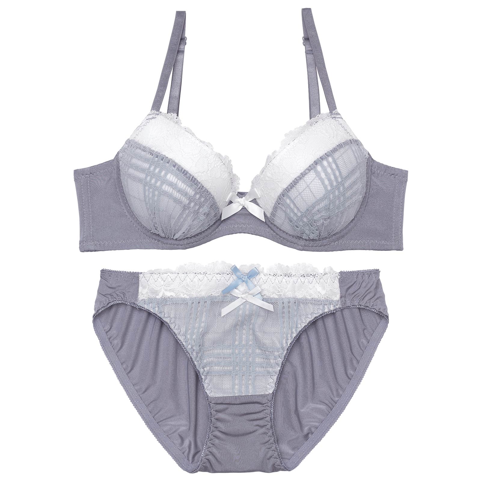 1/5新作!ガーリーチェックレースブラジャー&フルバックショーツ