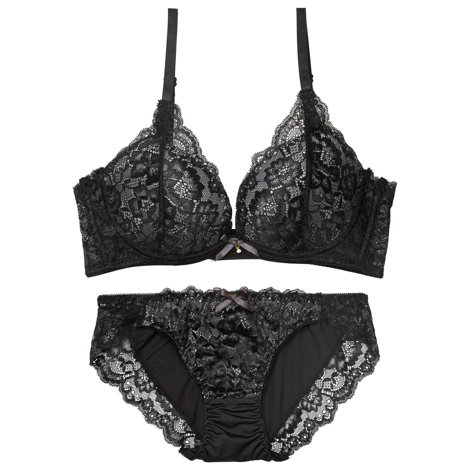 1/7新作!【かとゆり着用】エレガントオールレーシィ育乳脇高ブラジャー&フルバックショーツ