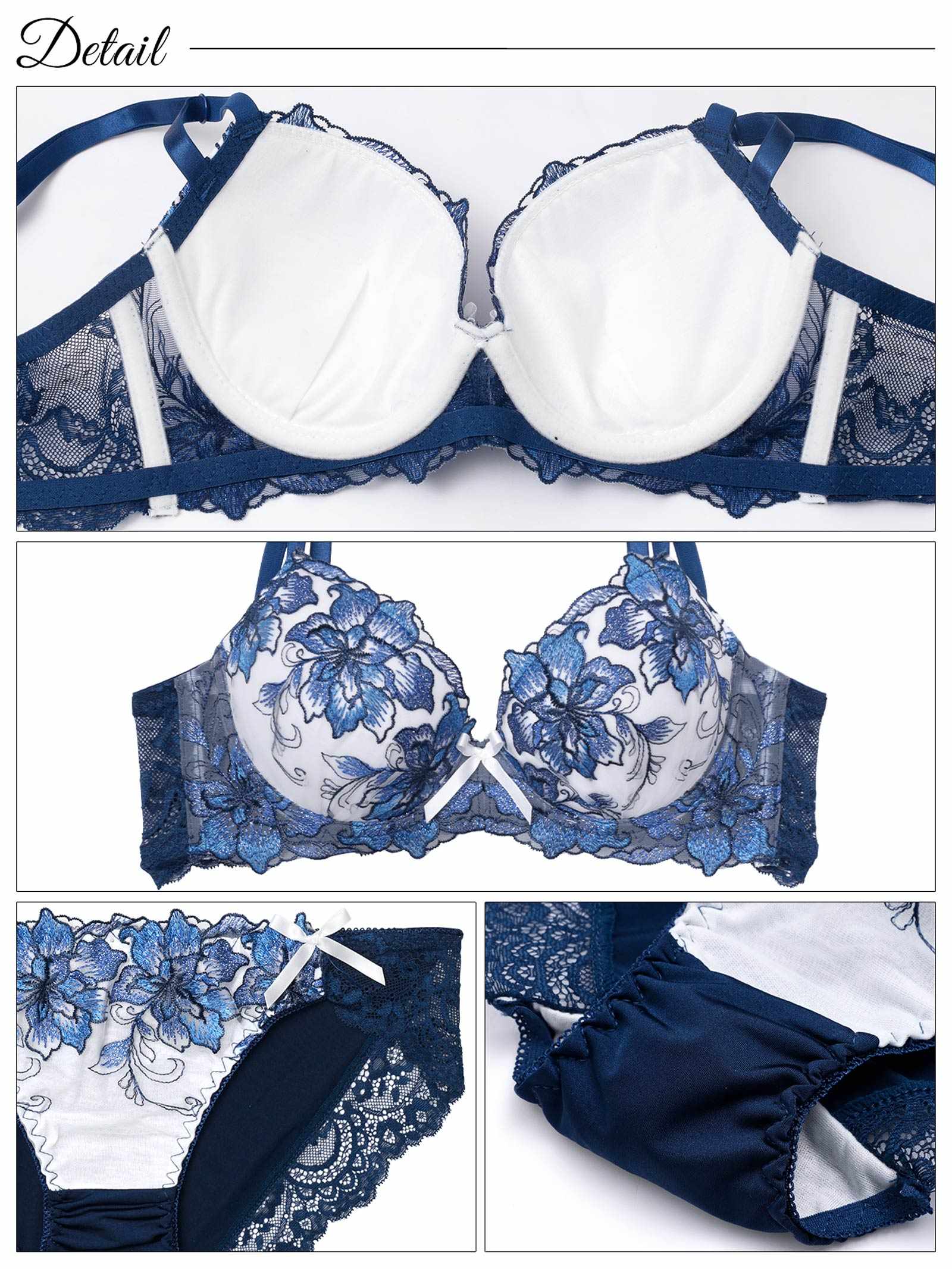 9/12再販!【三上悠亜着用】【EFサイズ】ロイヤルラメフラワー育乳脇高ブラジャー&フルバックショーツ