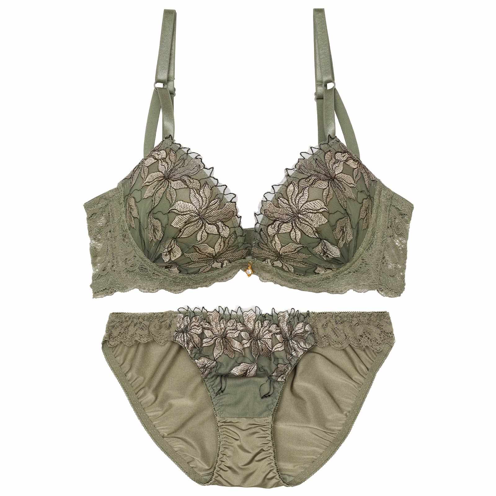 1/21新作!ミステリアスブロッサムレーシィ育乳脇高ブラジャー&フルバックショーツ