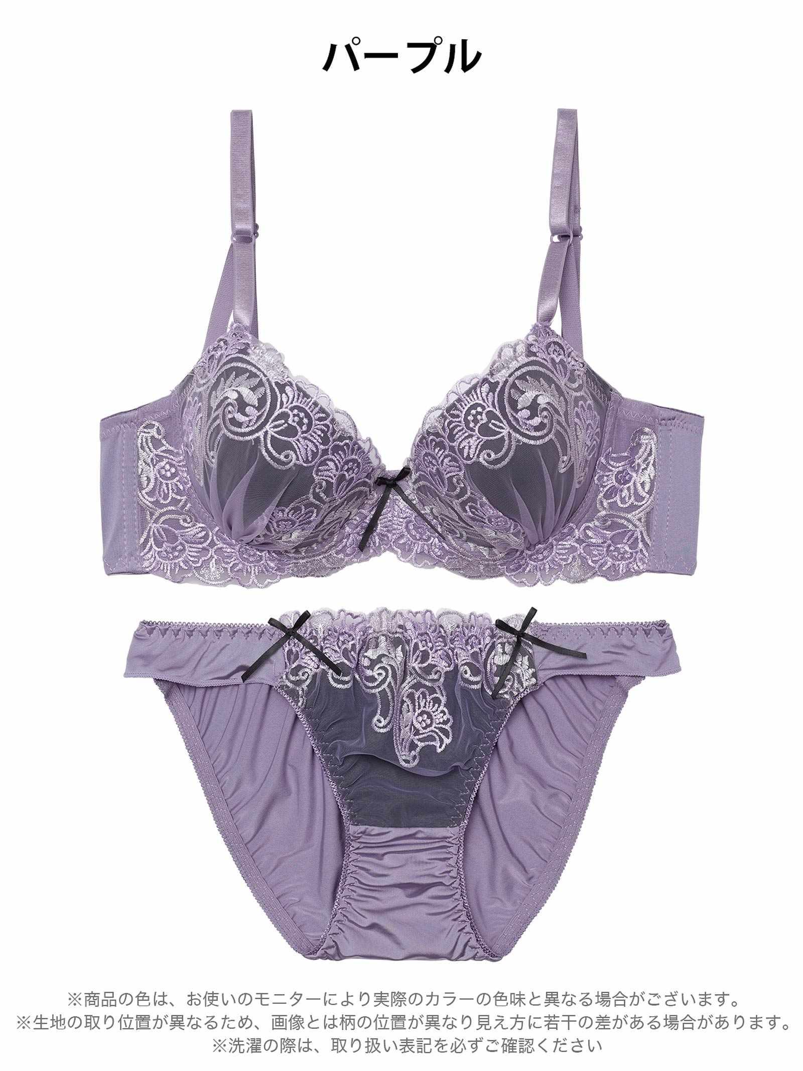 2/11新作!ノワールエンブロイダリー育乳脇高ブラジャー&フルバックショーツ