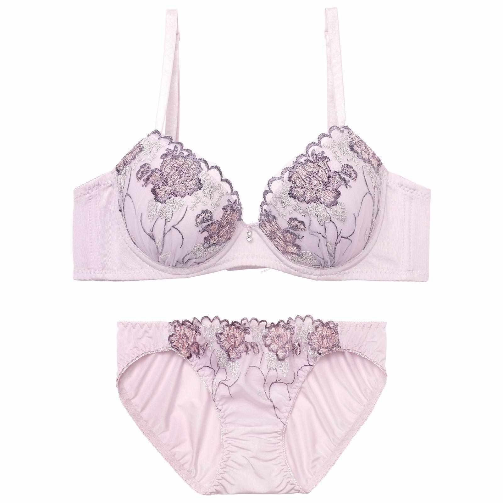 2/23新作!フェミニンフラワーブルーム育乳脇高ブラジャー&フルバックショーツ