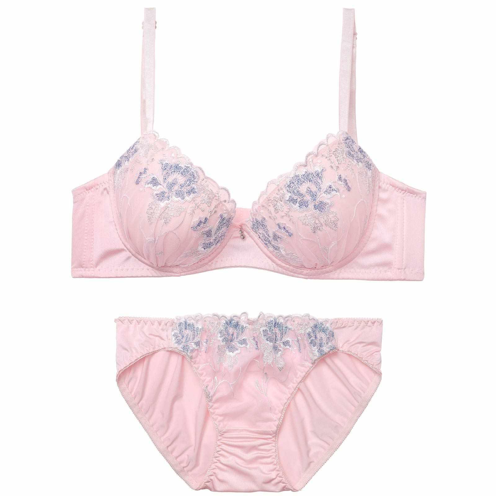 2/23新作!フェミニンフラワーブルーム育乳脇高ブラジャー&フルバックショーツ