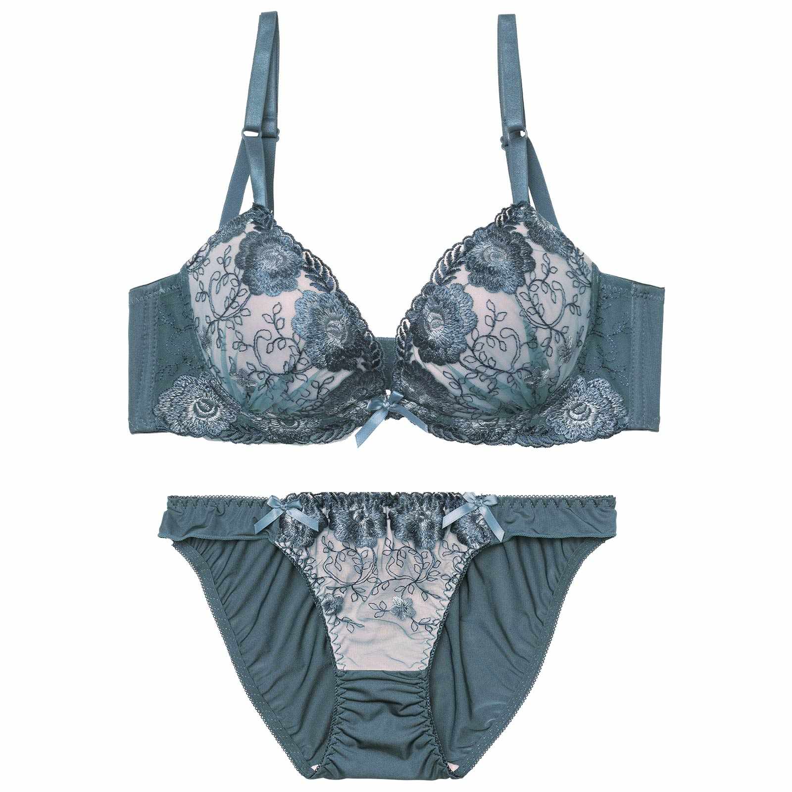 1/23新作!【三上悠亜着用】ローズチュールレース育乳脇高ブラジャー&フルバックショーツ