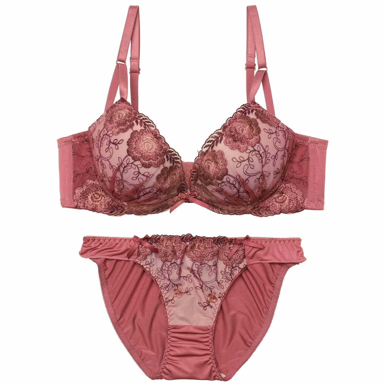 【EFサイズ】【三上悠亜着用】ローズチュールレース育乳脇高ブラジャー&フルバックショーツ