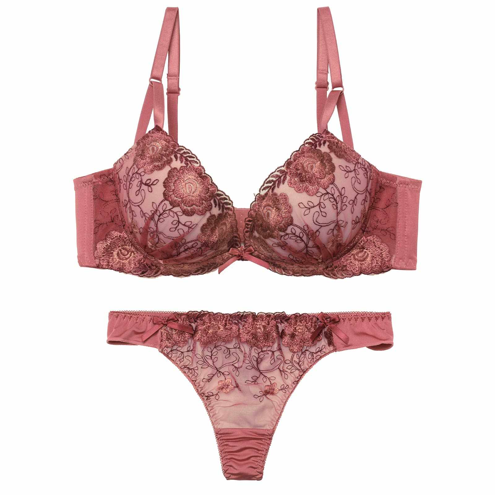 1/23新作!【EFサイズ】【三上悠亜着用】ローズチュールレース育乳脇高ブラジャー&Tバックショーツ