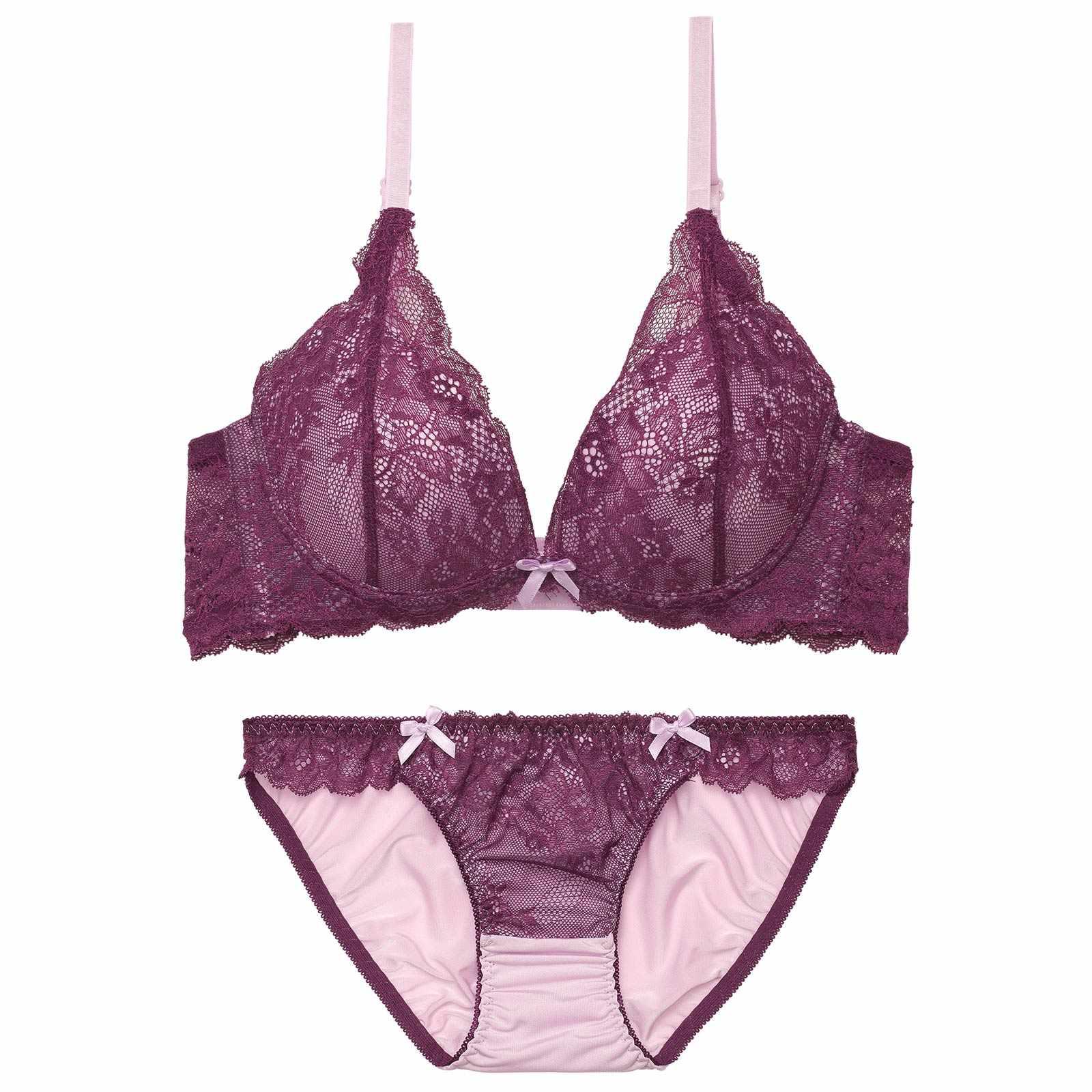 2/2新作!ディープバイカラーレース育乳脇高ブラジャー&フルバックショーツ