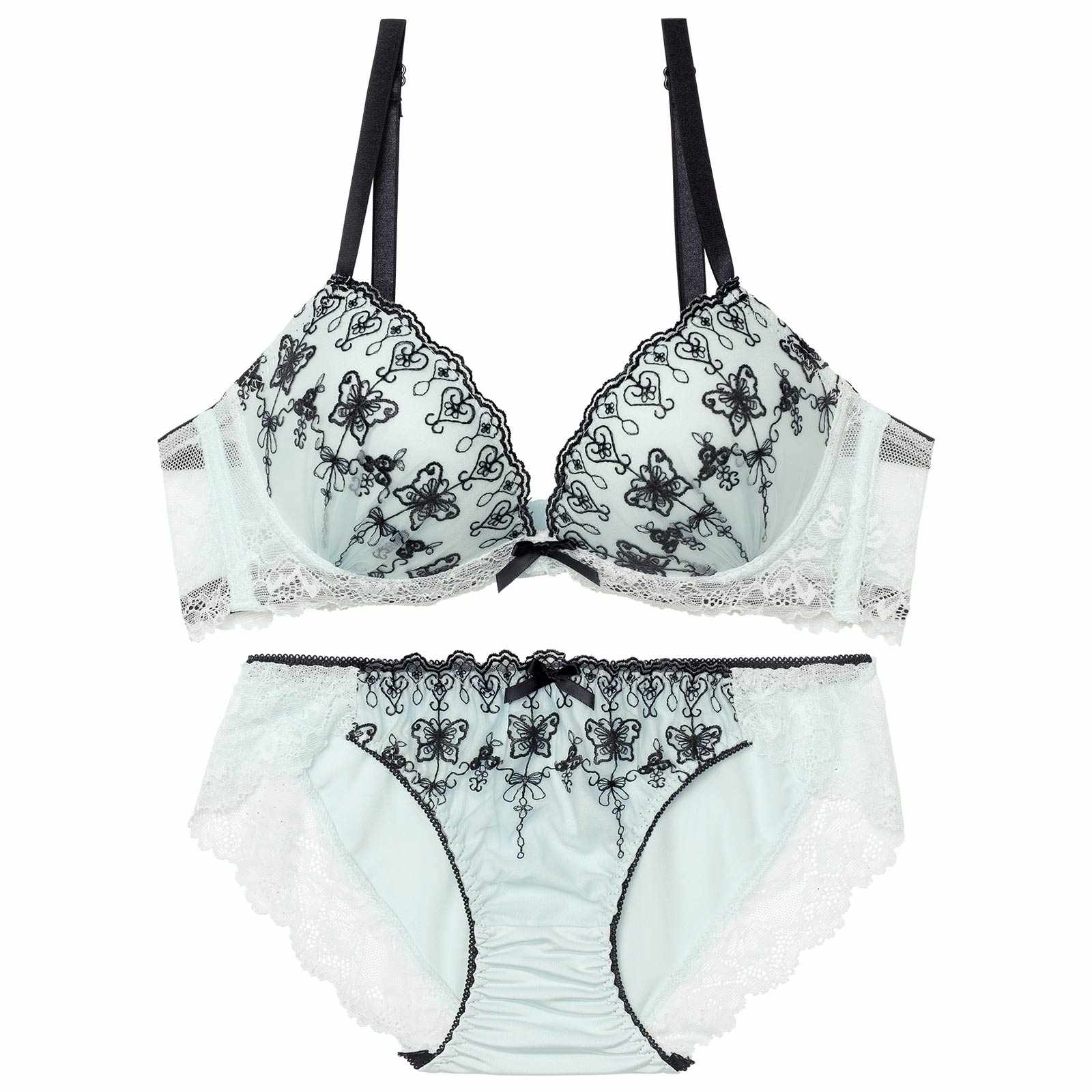 3/2新作!パステルガーリーバタフライ育乳脇高ブラジャー&フルバックショーツ
