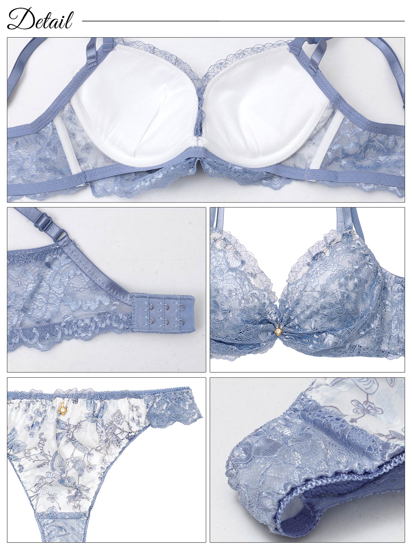 1/17再販!ブロッサムギャザーレース育乳脇高ブラジャー&バック透けTバックショーツ