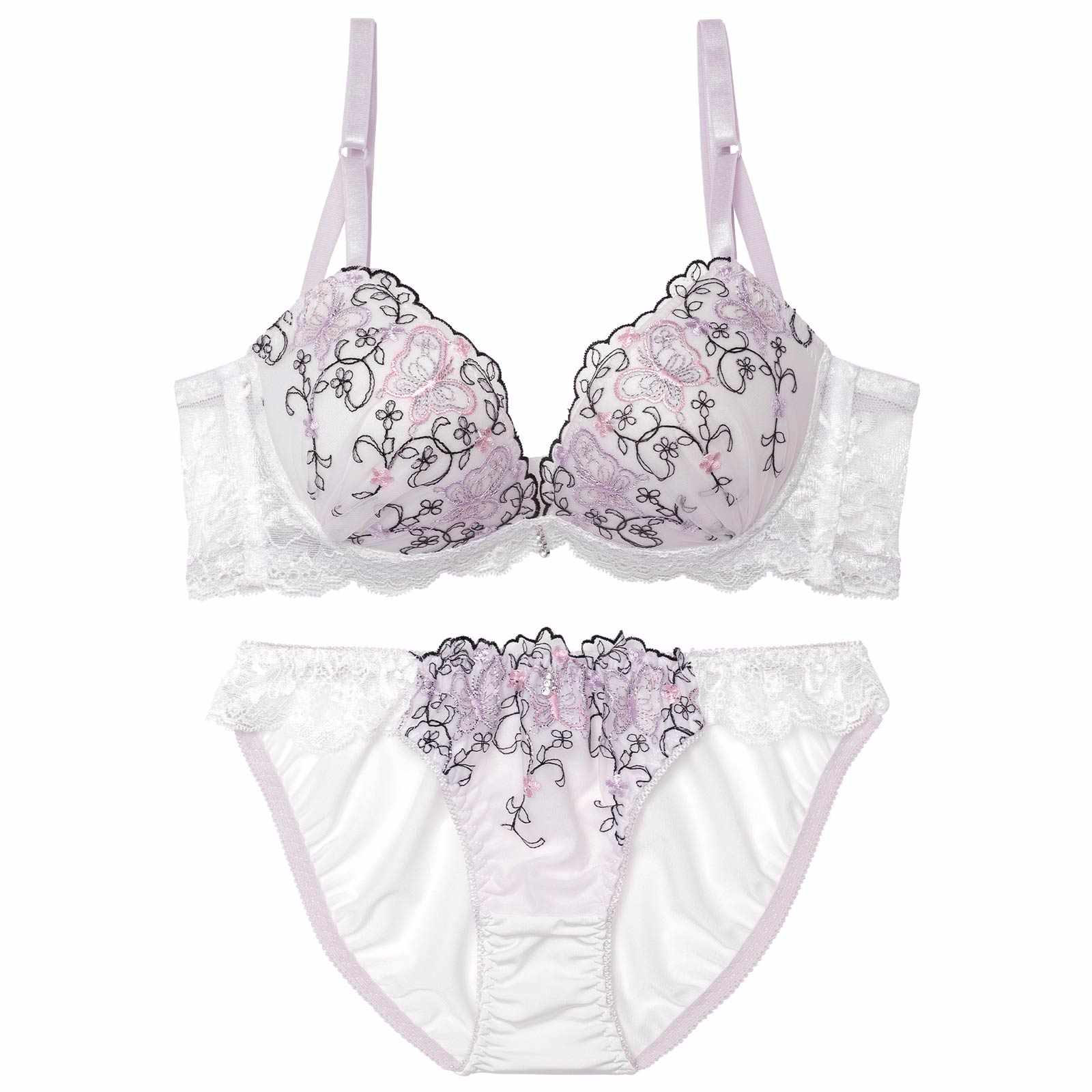 4/22新作!メロウフルールバタフライ育乳脇高ブラジャー&フルバックショーツ