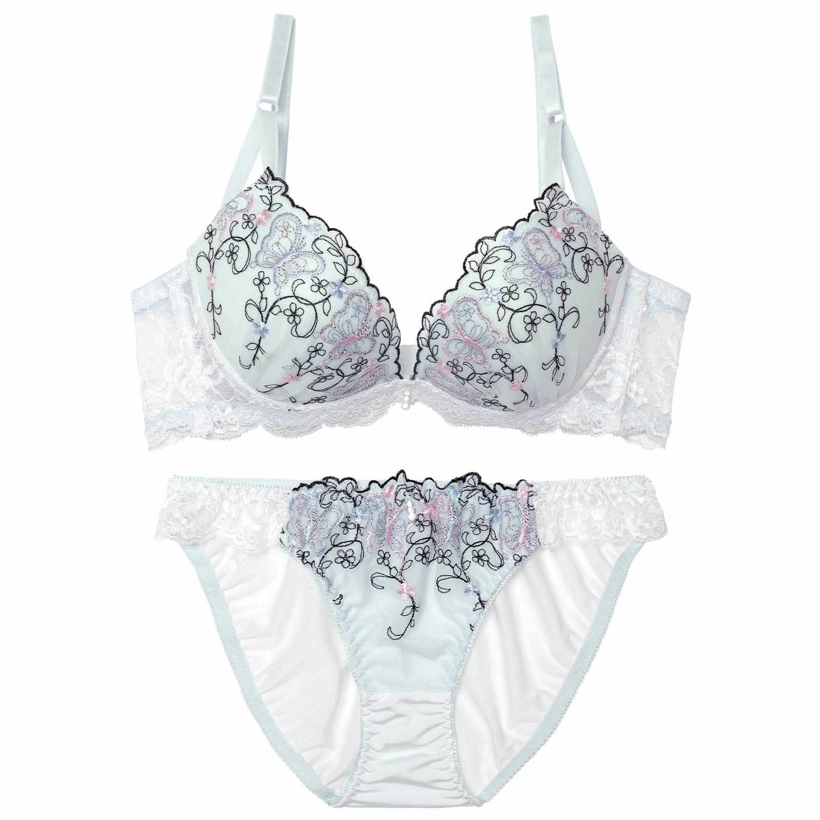 4/22新作!メロウフルールバタフライ育乳脇高ブラジャー&フルバックショーツ