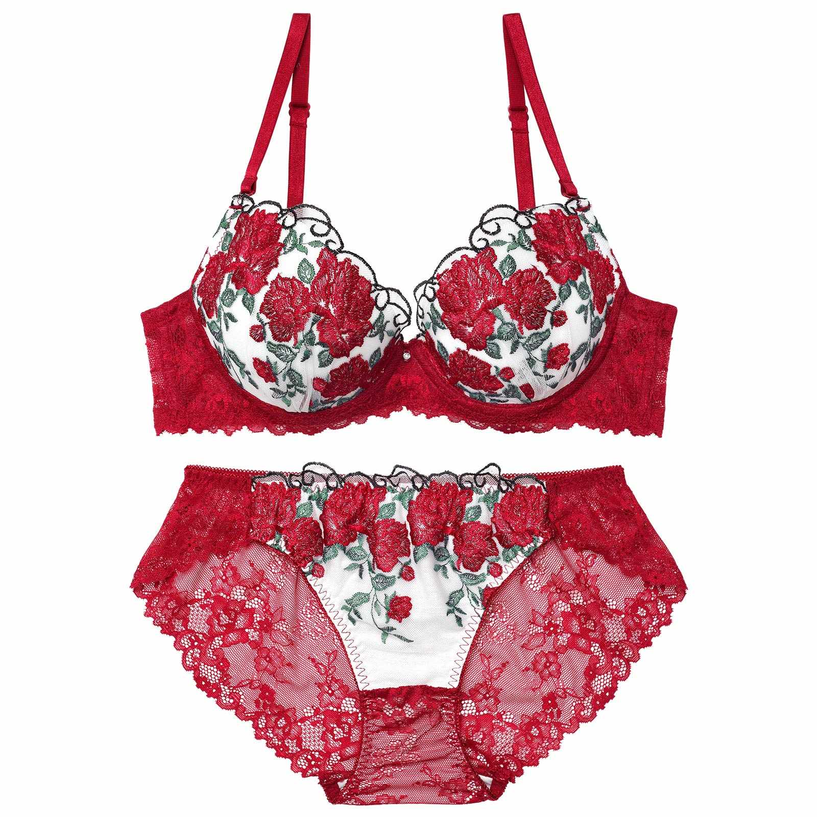 4/17新作!グラマラス ブライトフラワーブラジャー&バック透けフルバックショーツ