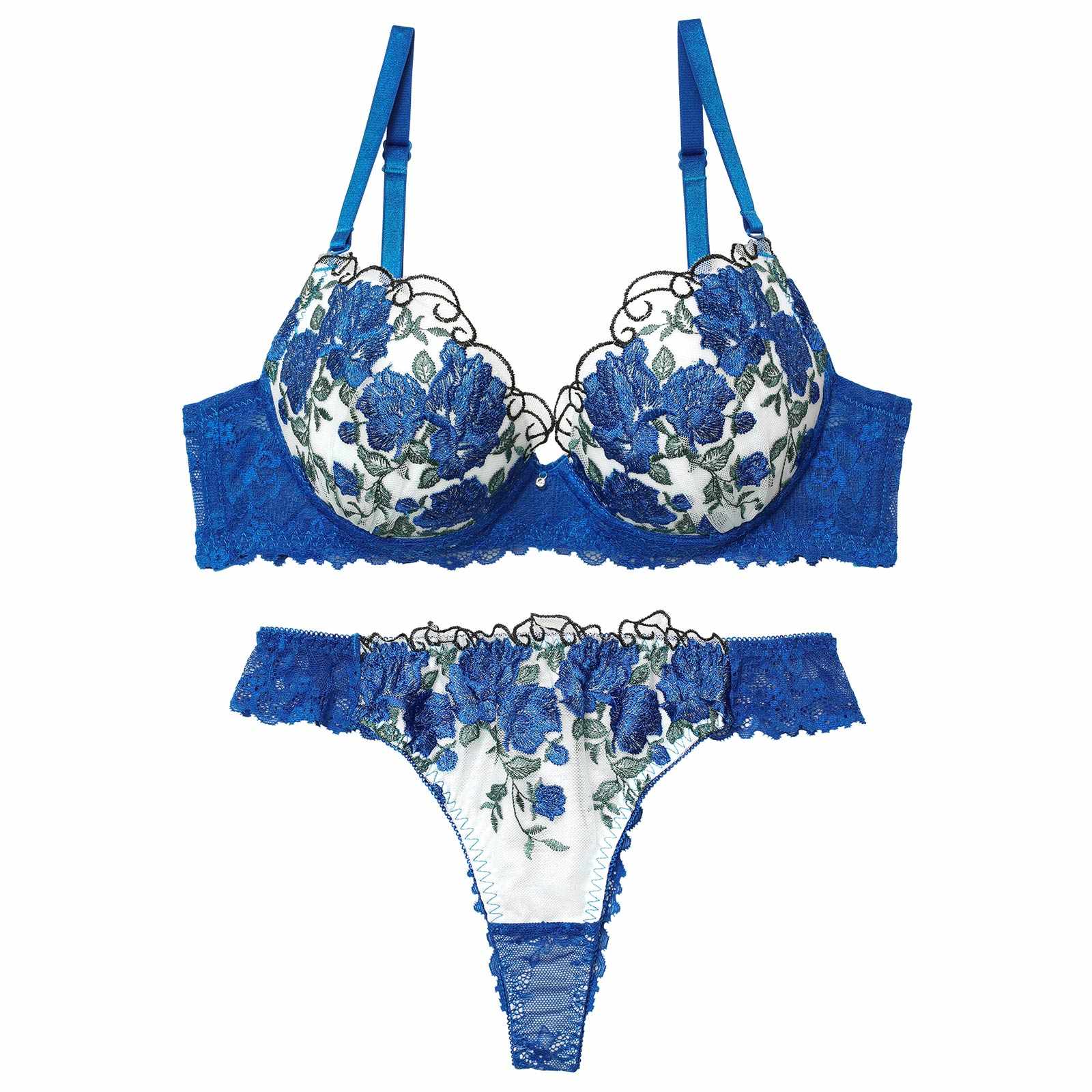 4/17新作!グラマラス ブライトフラワーブラジャー&バック透けTバックショーツ