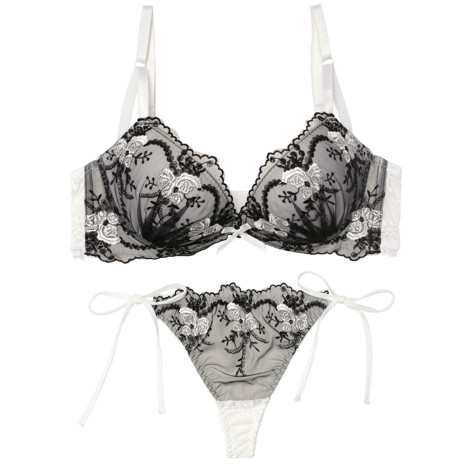 4/3新作!ミスティシアーロゼ育乳脇高ブラジャー&サイド紐バック透けTバックショーツ