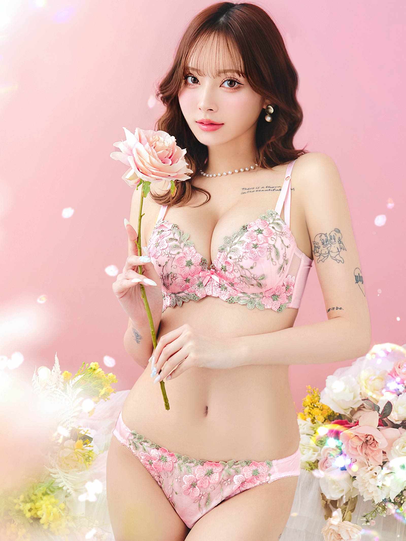 4/8新作!フェアリーテイルフラワー育乳脇高ブラジャー&フルバックショーツ