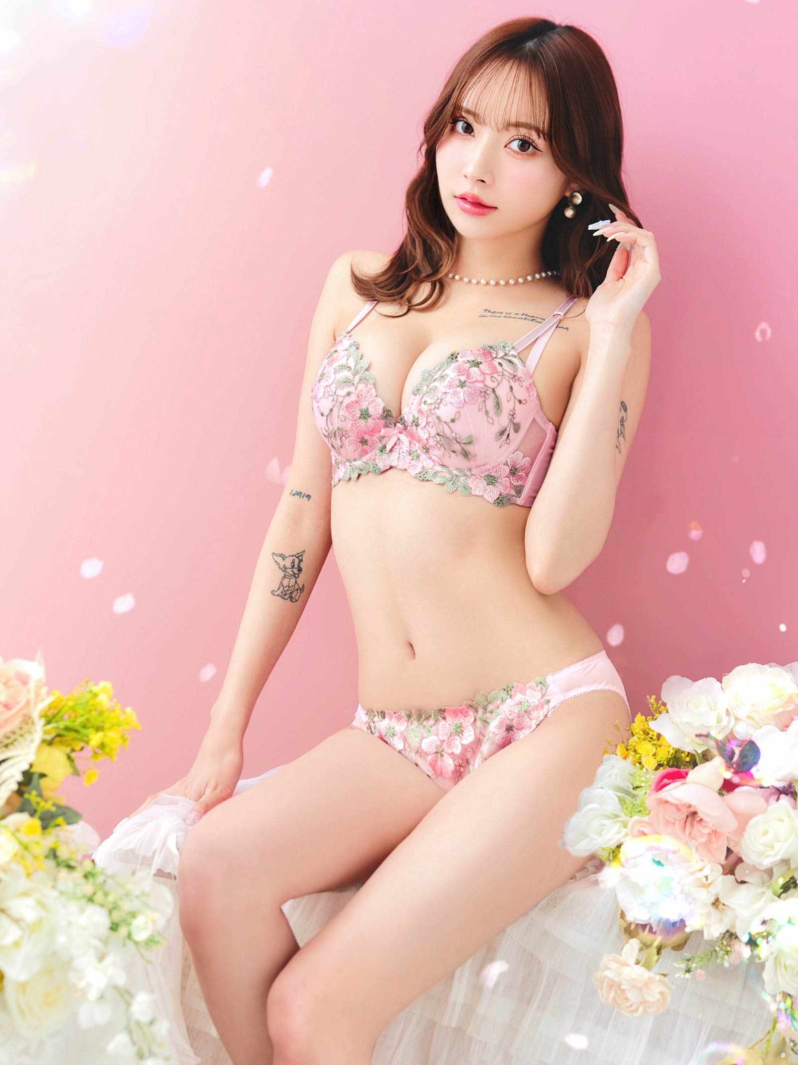 4/8新作!【EFサイズ】フェアリーテイルフラワー育乳脇高ブラジャー&フルバックショーツ