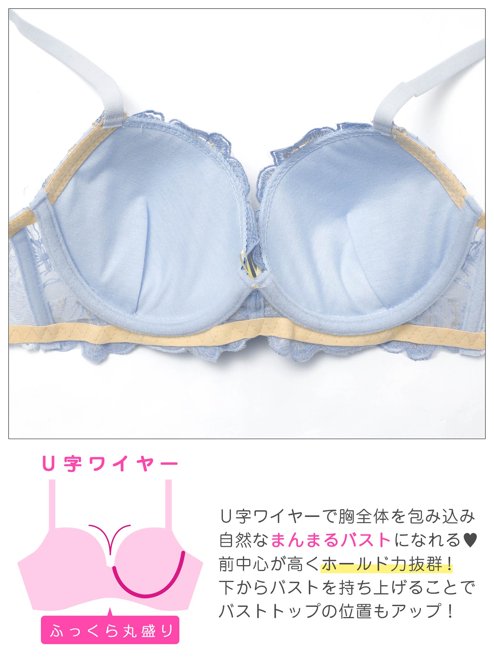 4/15新作!フェミニンエレガンスフラワー育乳脇高ブラジャー&フルバックショーツ