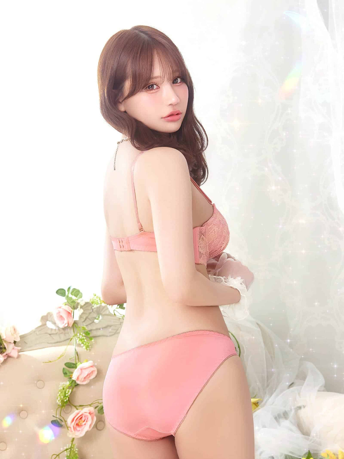 10/2新作!チャーミングフルールレースブラジャー&フルバックショーツ