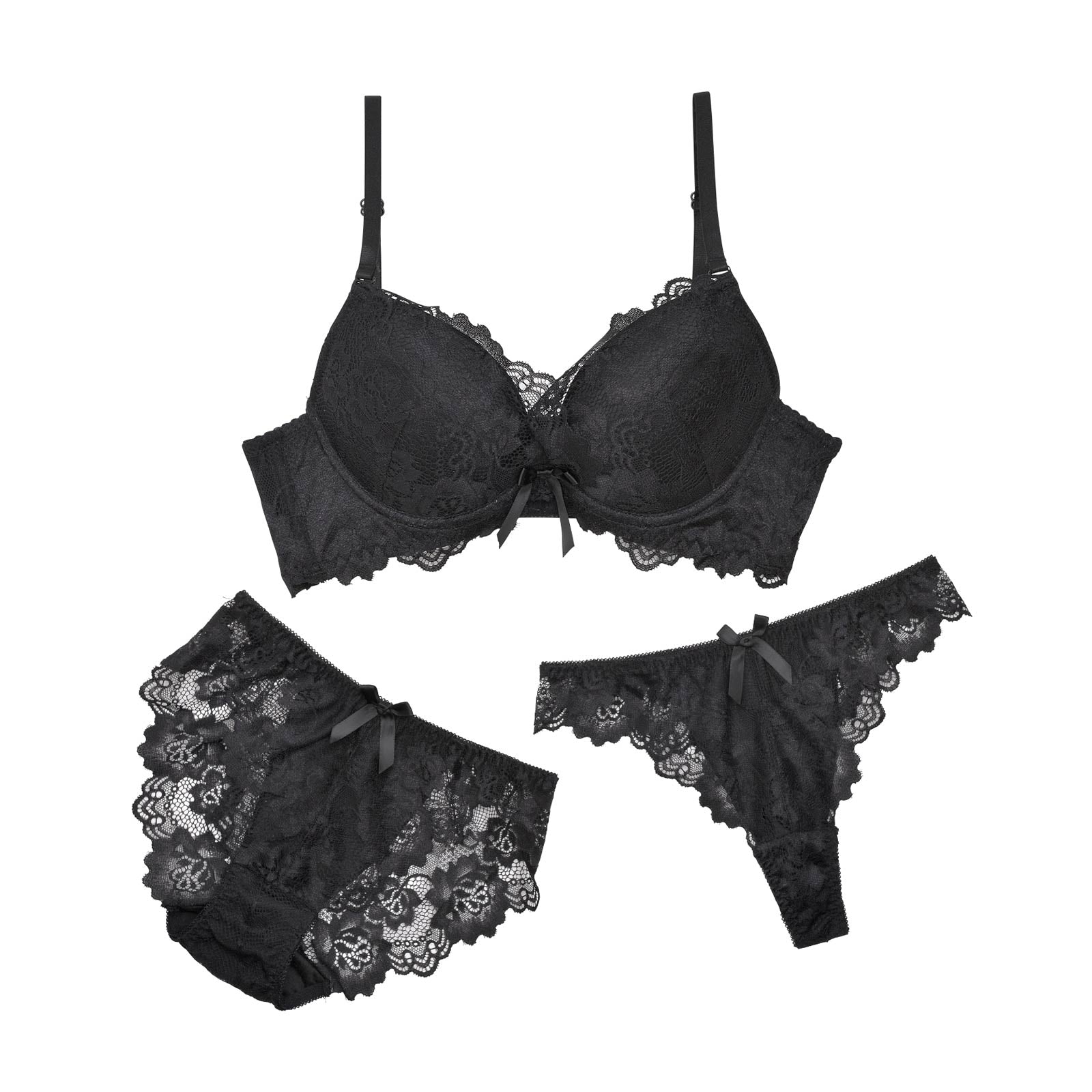 1/17再販!【3点セット】マジックアップブラジャー&フルバックショーツ&Tバック