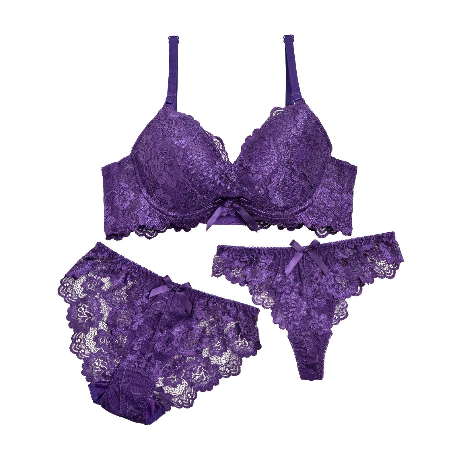 1/17再販!【3点セット】マジックアップブラジャー&フルバックショーツ&Tバック