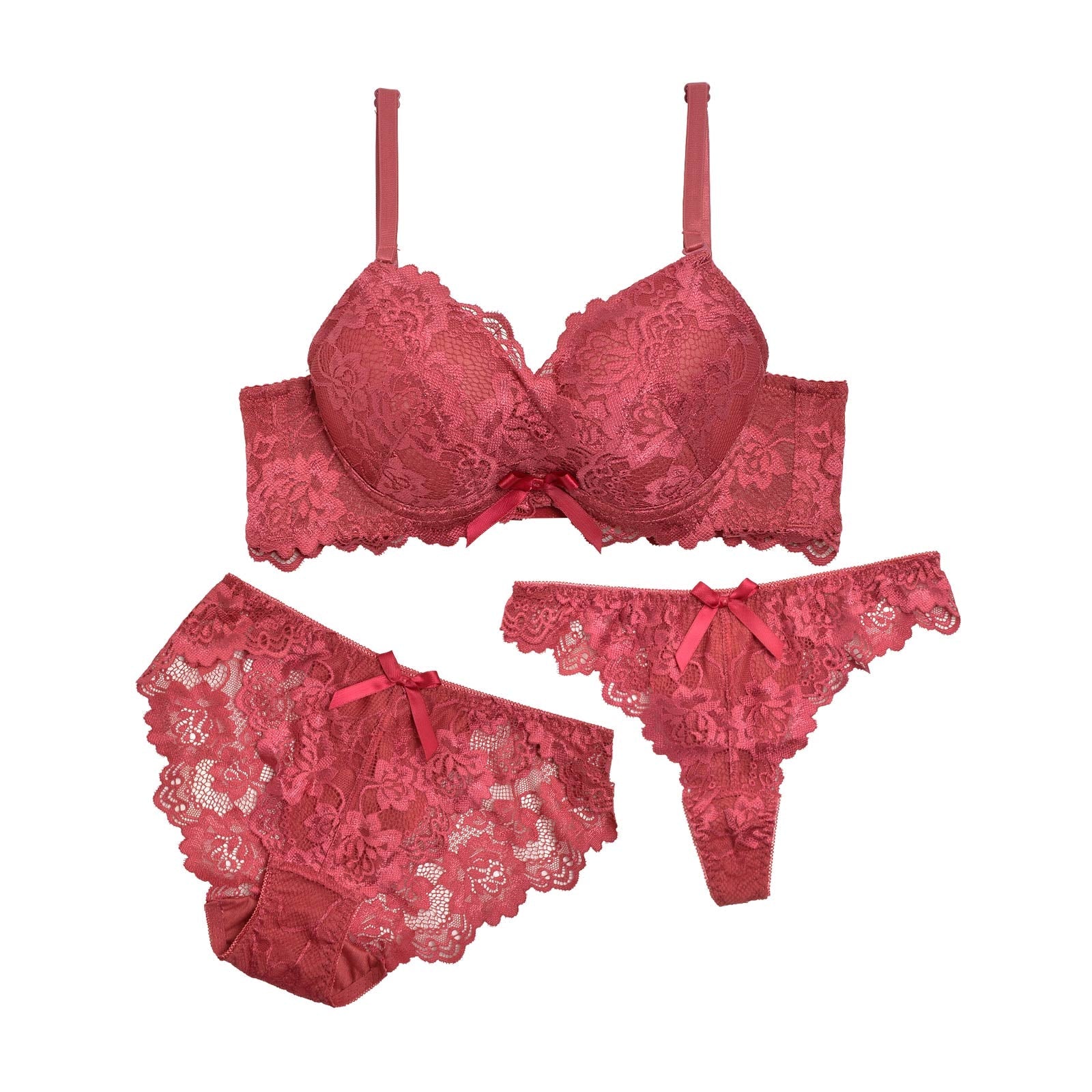 1/17再販!【3点セット】マジックアップブラジャー&フルバックショーツ&Tバック