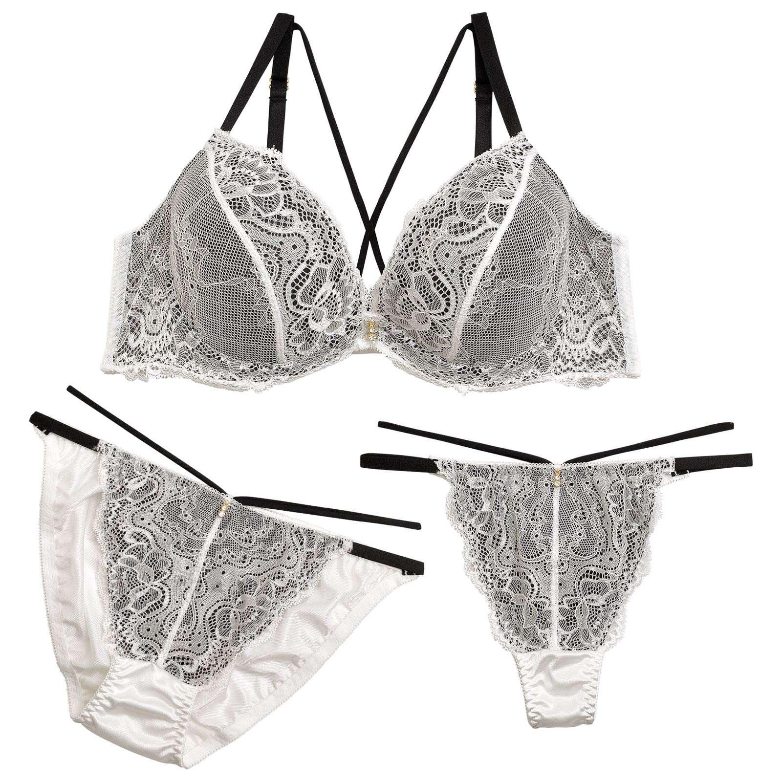 2/17再販!【三上悠亜着用】【3点セット】【GHIサイズ】レーシィクロスコードブラジャー&フルバック&Tバックショーツ - 【公式】247Lingerie