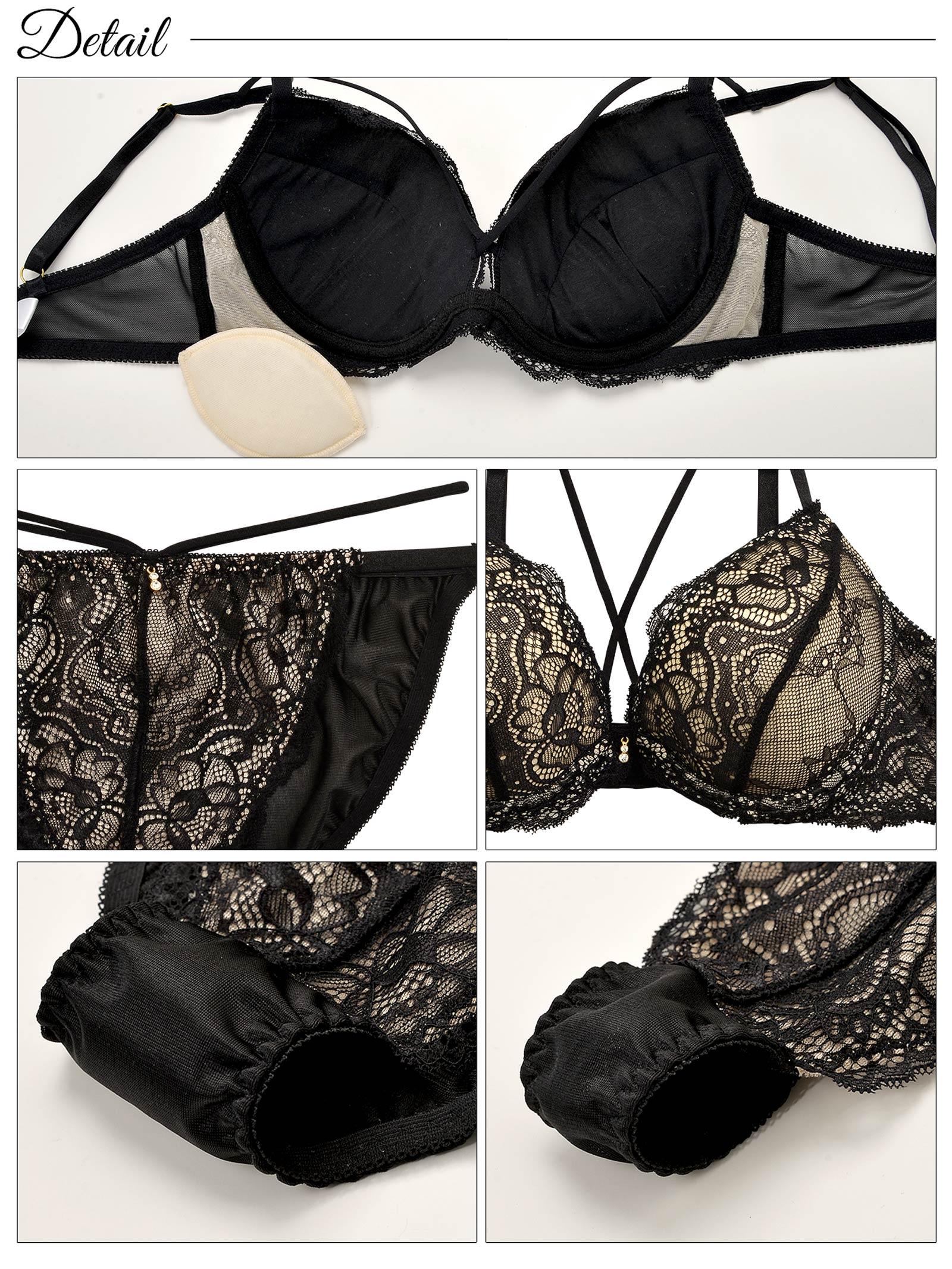 2/17再販!【三上悠亜着用】【3点セット】【GHIサイズ】レーシィクロスコードブラジャー&フルバック&Tバックショーツ - 【公式】247Lingerie