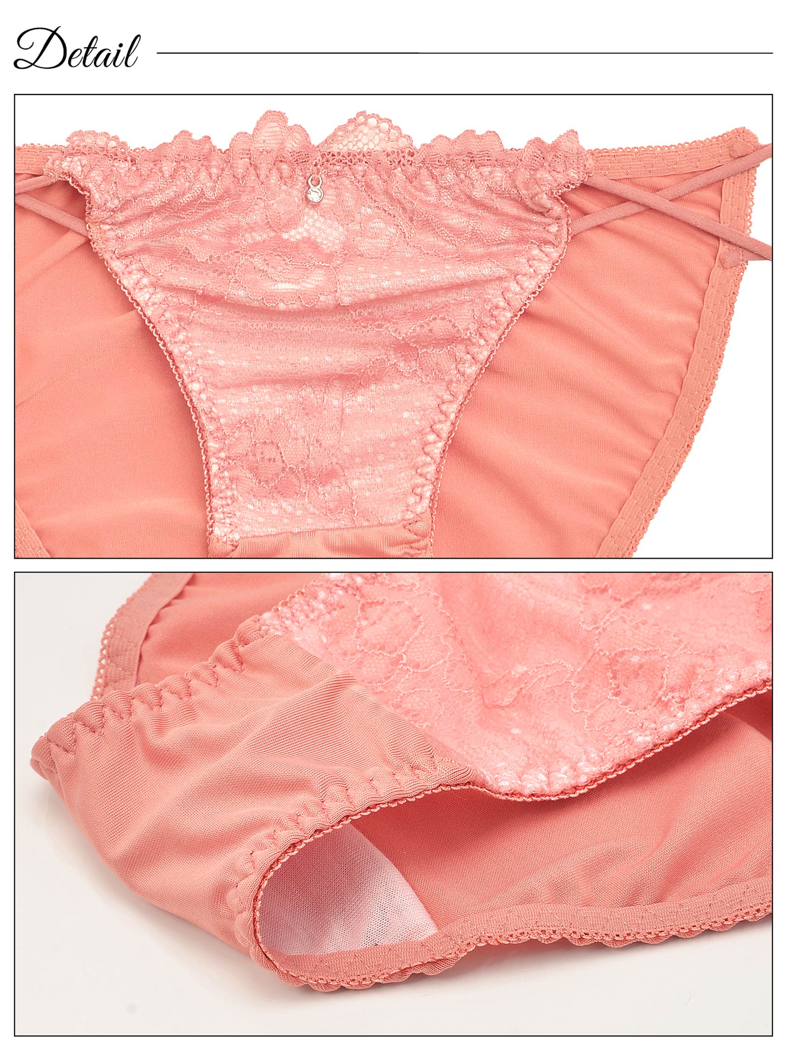 フローラルシアーレース育乳脇高ブラジャー&フルバックショーツ