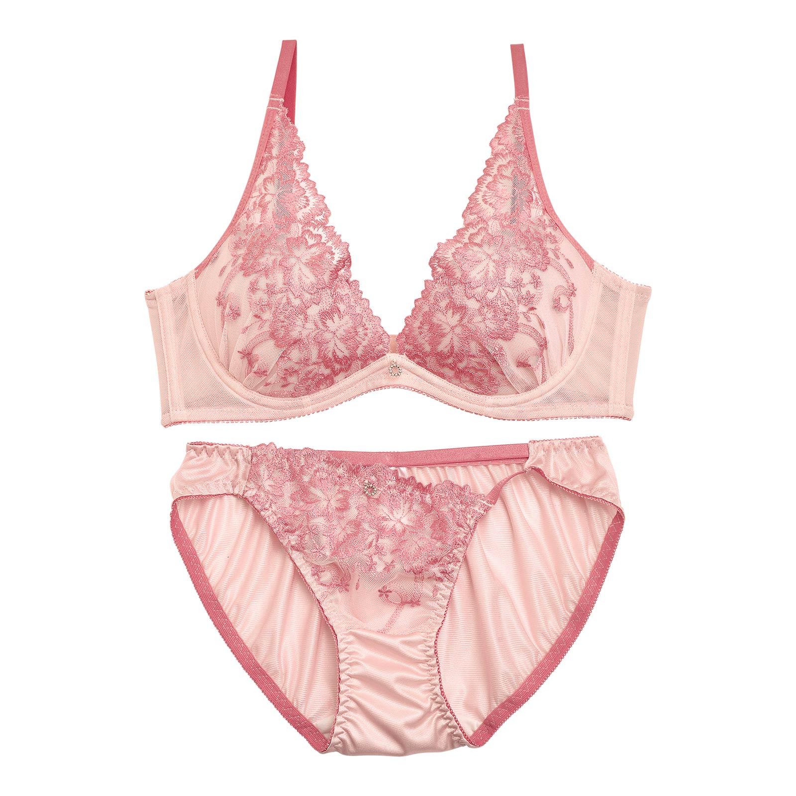 シアーチェリーブロッサム育乳脇高ブラジャー&フルバックショーツ - 【公式】247Lingerie