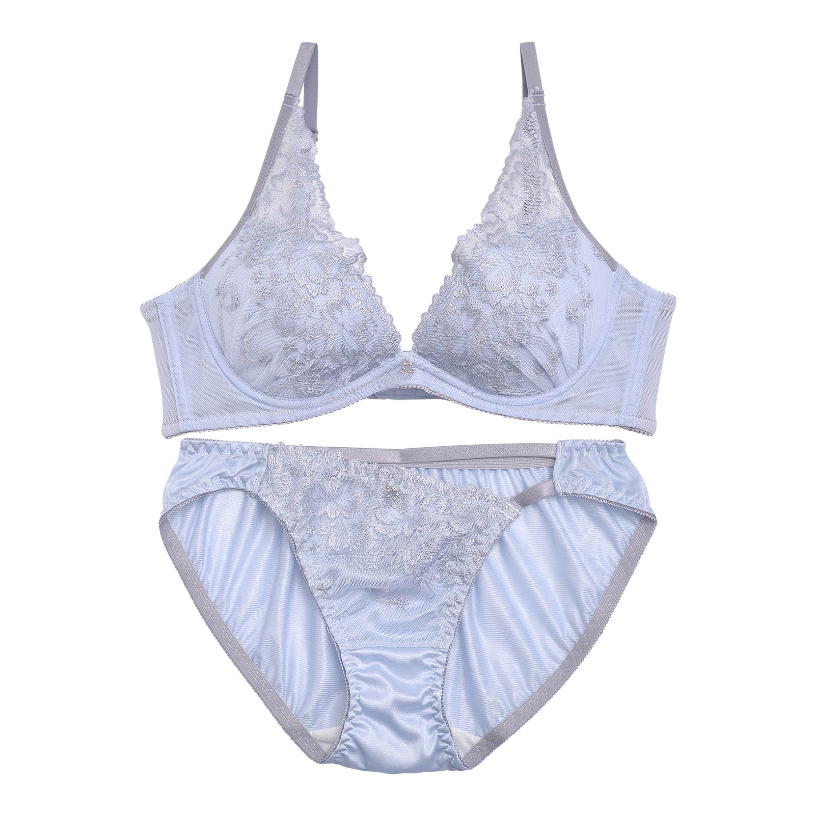 シアーチェリーブロッサム育乳脇高ブラジャー&フルバックショーツ