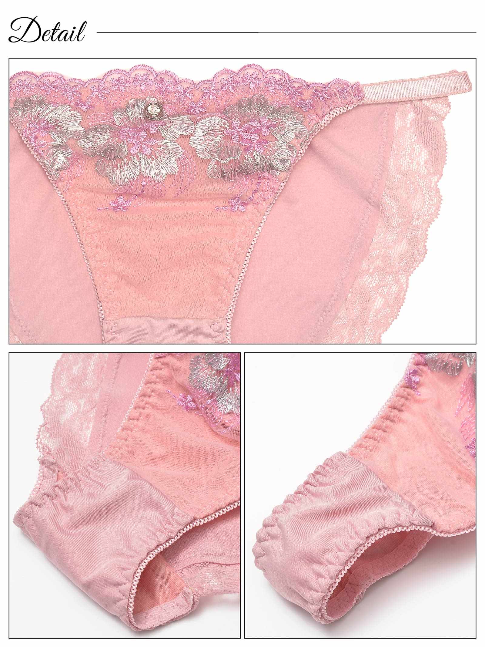 3/25新作!【3点セット】ファンシーグロスフラワーブラジャー&フルバック&Tバックショーツ