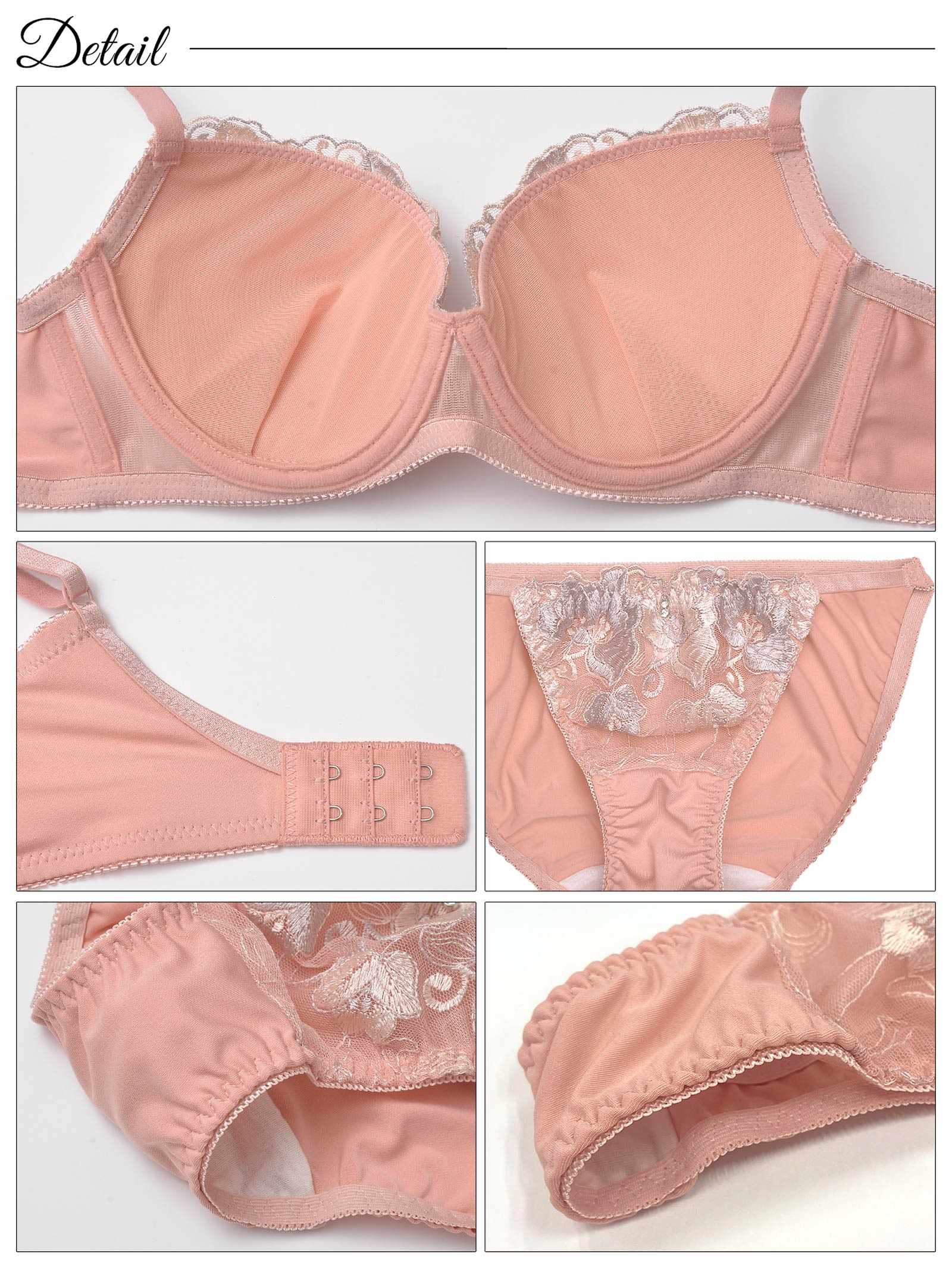 【3点セット】ドルチェフルールエンブロイダリー育乳脇高ブラジャー&フルバック&Tバックショーツ