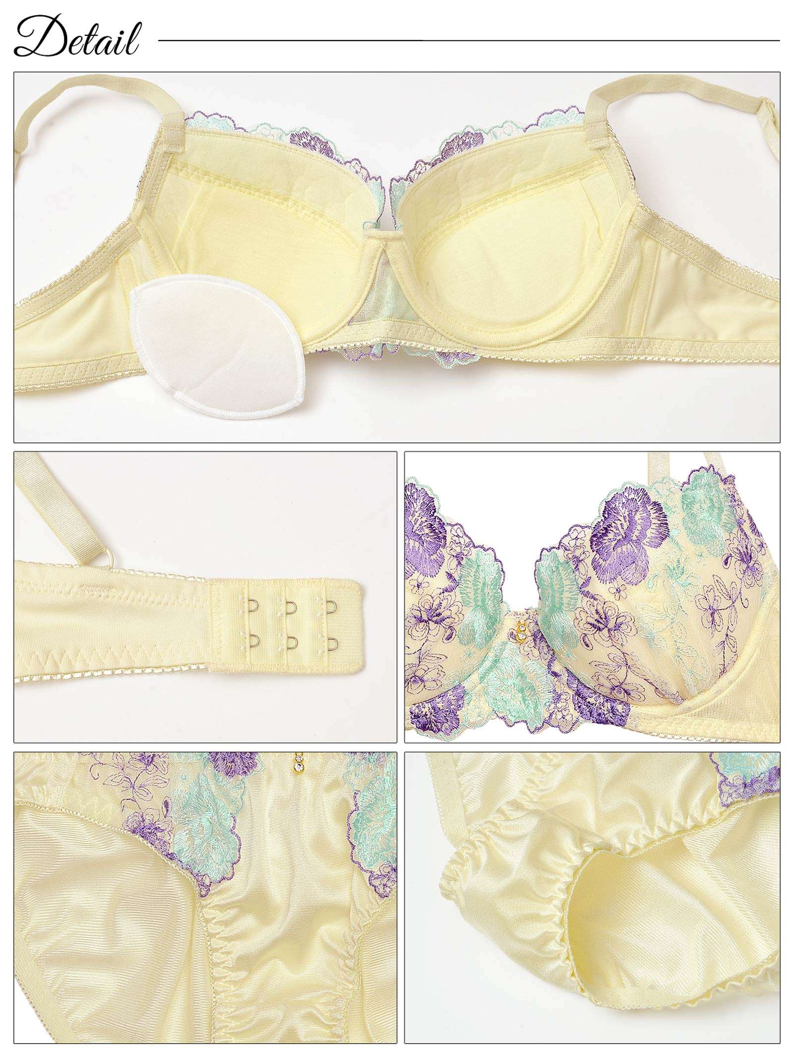 ビビットシアーモダンフラワーブラジャー&フルバックショーツ