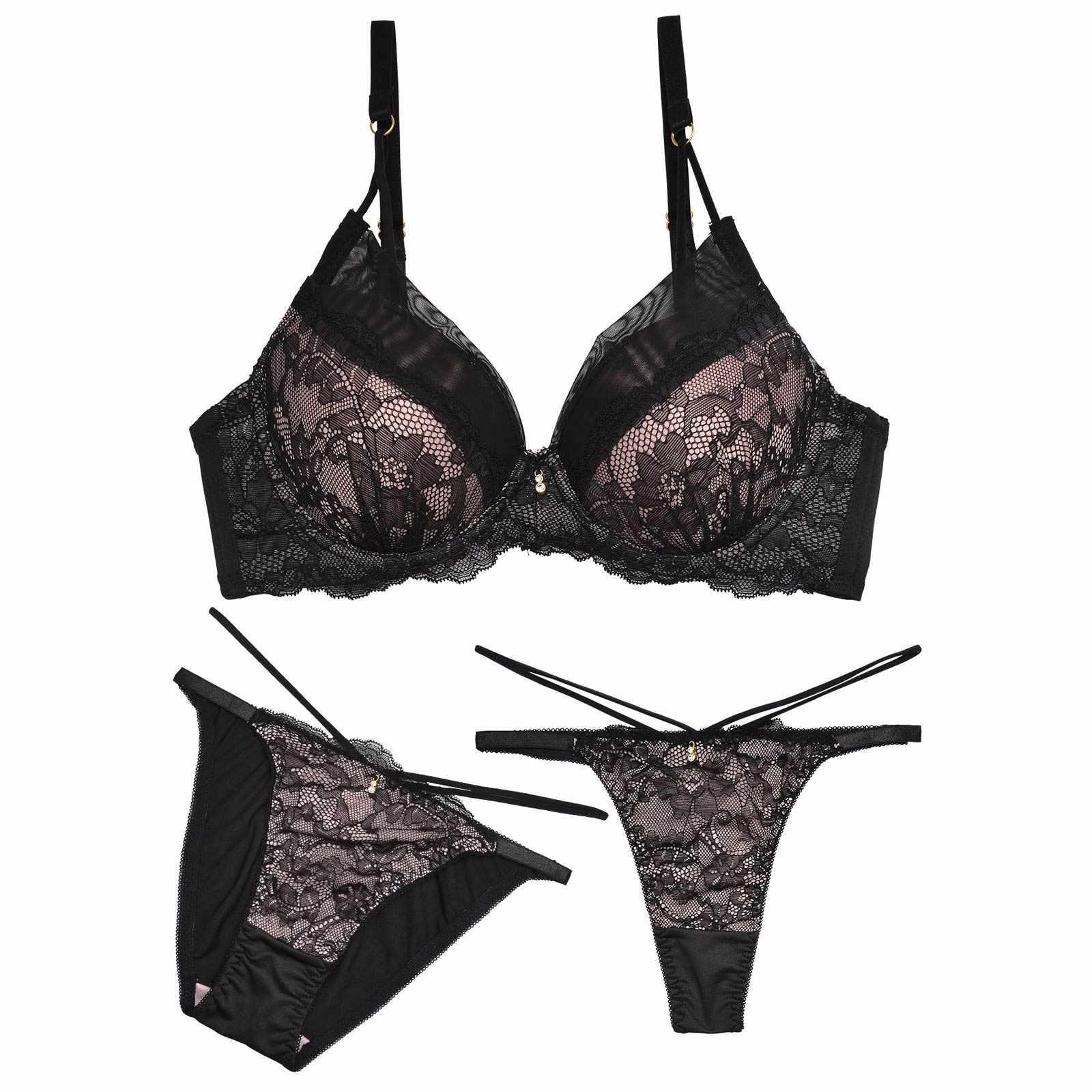 【三上悠亜着用】【3点セット】クラッシーチュールレースブラジャー&フルバック&Tバックショーツ - 【公式】247Lingerie
