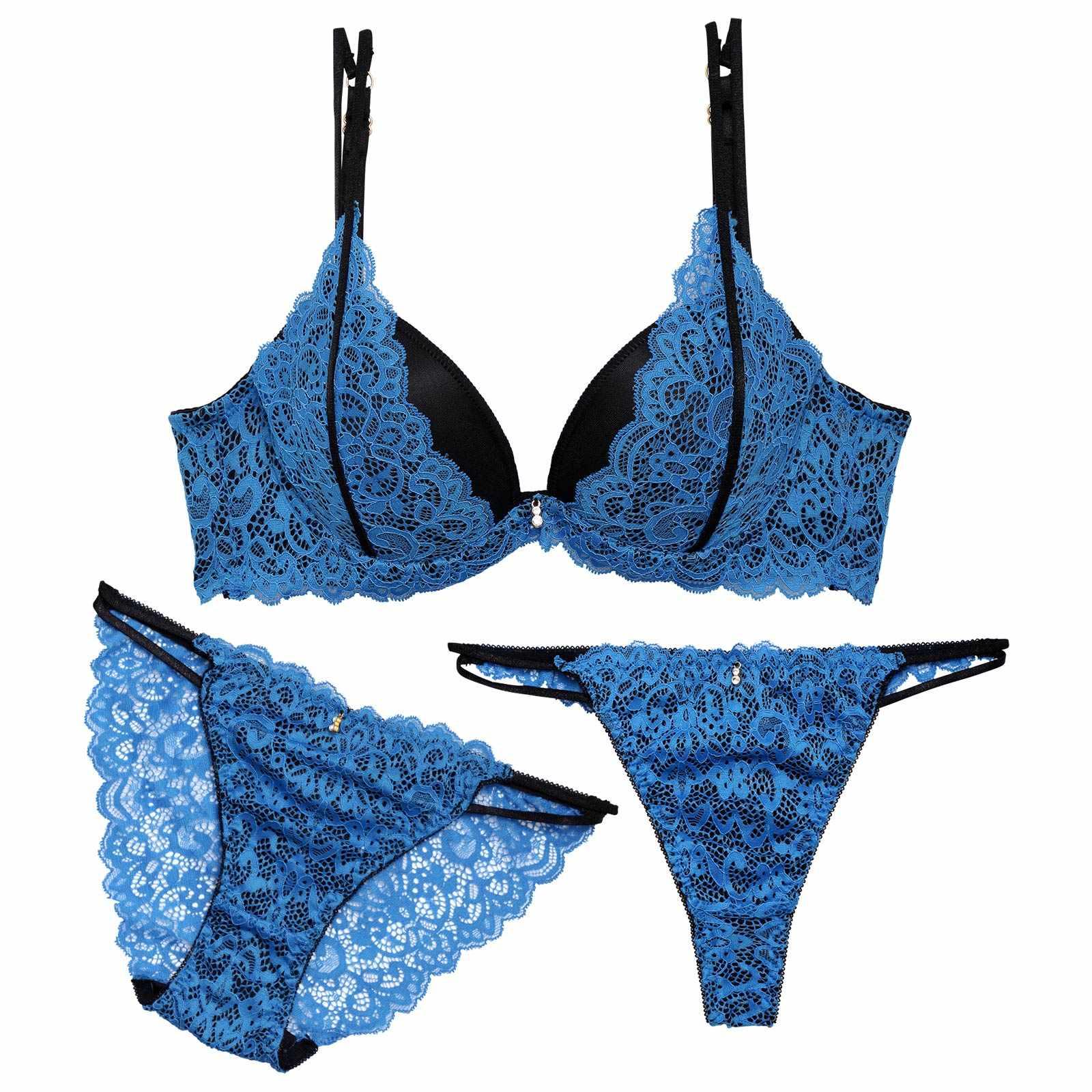 【3点セット】【GHIサイズ】シャドウレーシィストリング育乳脇高ブラジャー&バック透けフルバック&Tバックショーツ - 【公式】247Lingerie