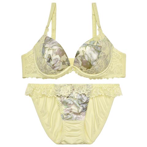 フローラルフェミニンレースブラジャー&フルバックショーツ