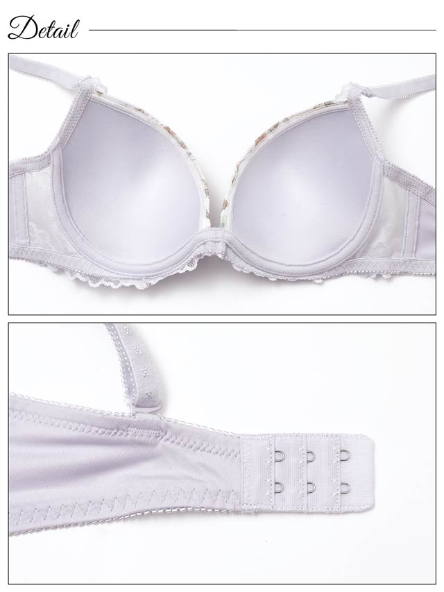 フローラルフェミニンレースブラジャー&フルバックショーツ