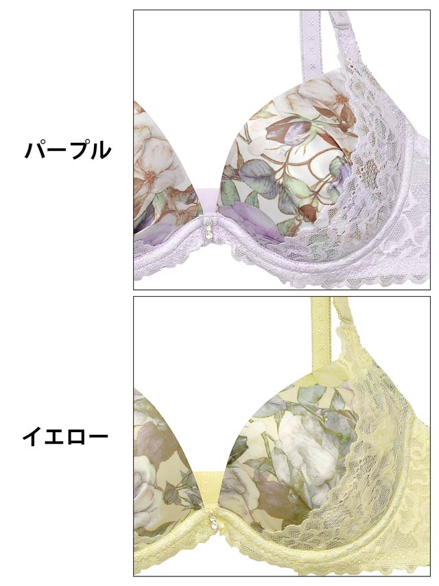 フローラルフェミニンレースブラジャー&フルバックショーツ