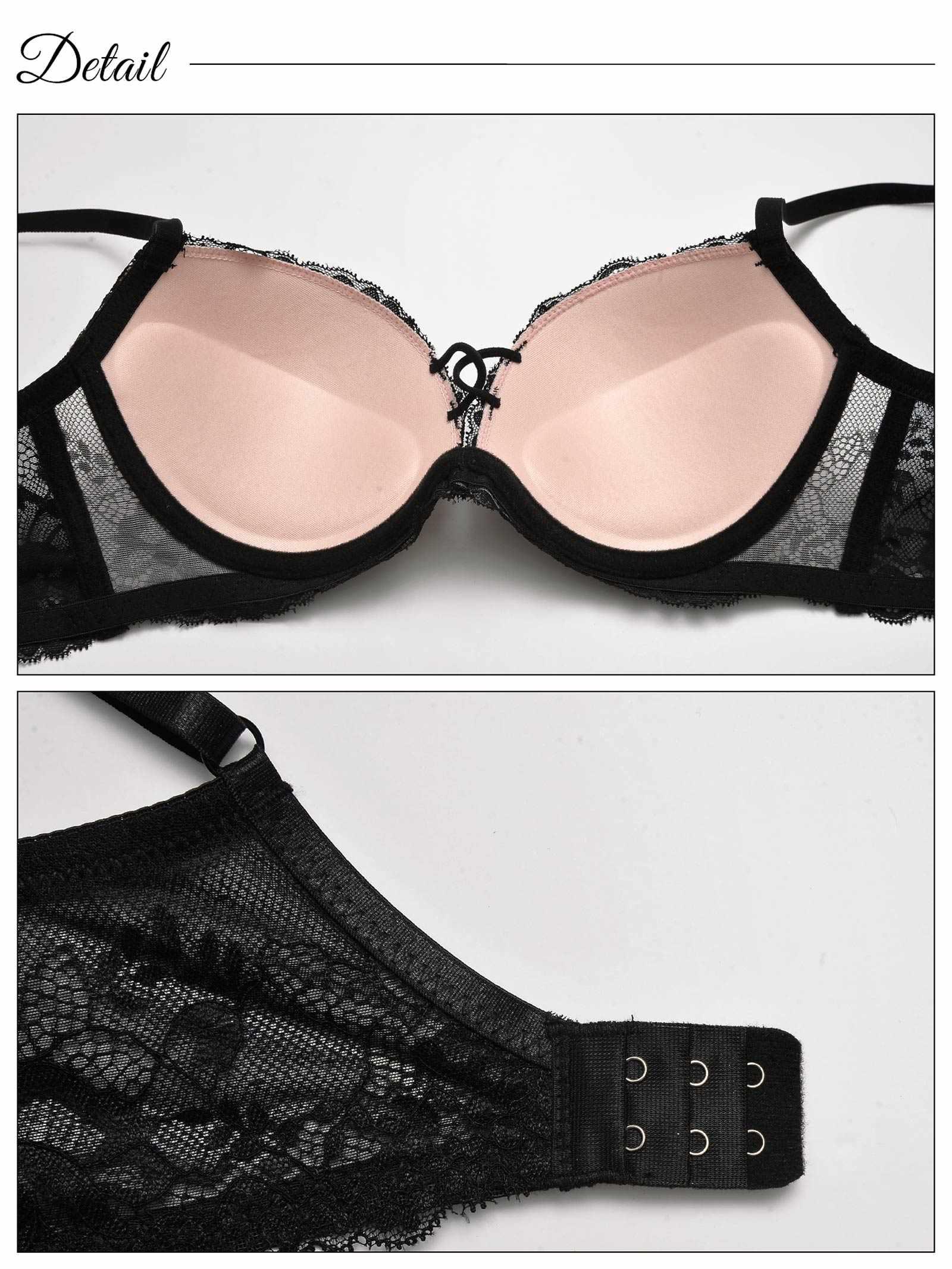 【3点セット】ドレッシーレースミックスコード育乳脇高ブラジャー&バック透けフルバック&Tバックショーツ - 【公式】247Lingerie