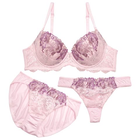 【3点セット】ドラマティックベルローズブラジャー&フルバック&Tバックショーツ