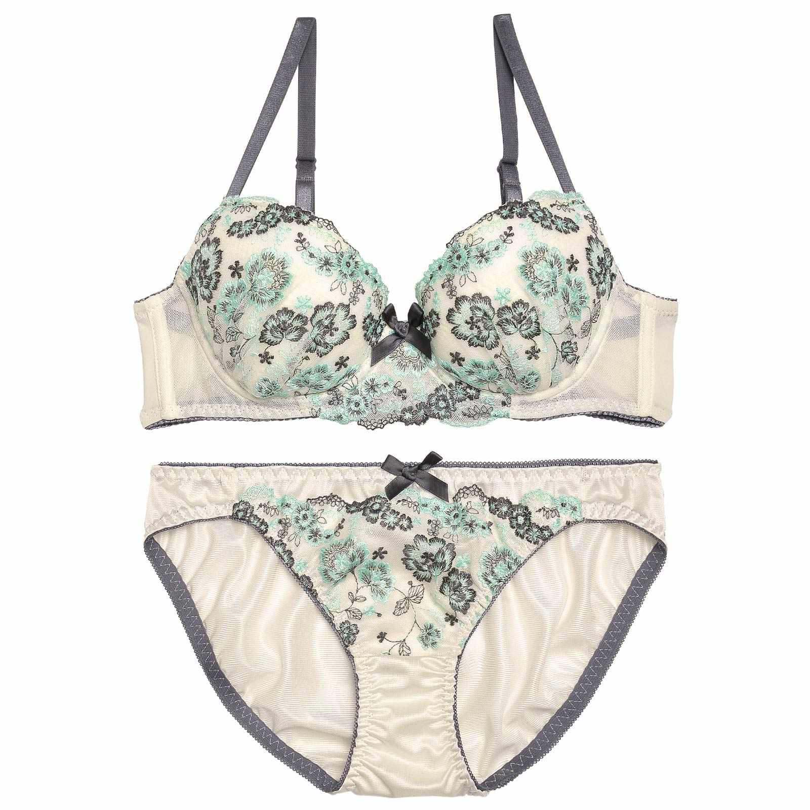 レトロレディーブルームブラジャー&フルバックショーツ