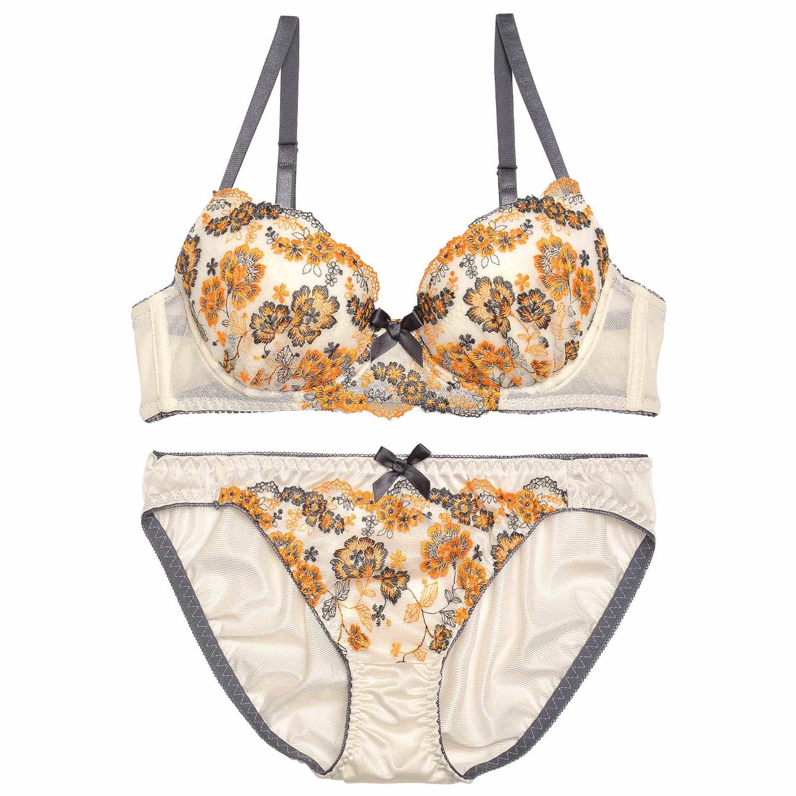 レトロレディーブルームブラジャー&フルバックショーツ