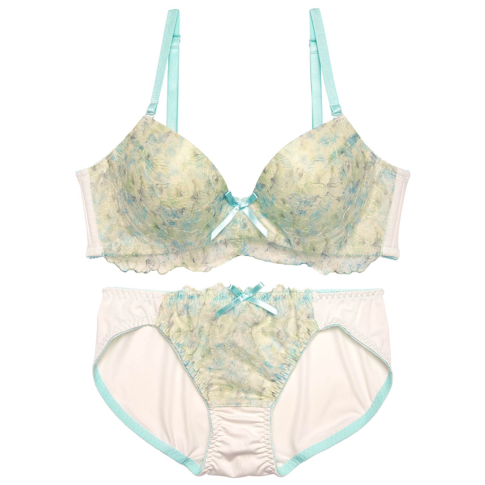 チャーミングブライトフルール育乳脇高ブラジャー&フルバックショーツ