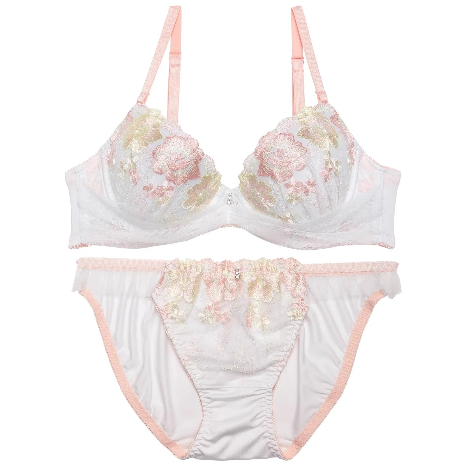 クラシックギャザーチュールブラジャー&フルバックショーツ - 【公式】247Lingerie